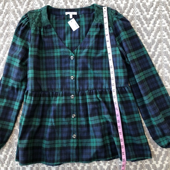 Maurices blue plaid button front baby doll top size medium - Picture 6 of 12